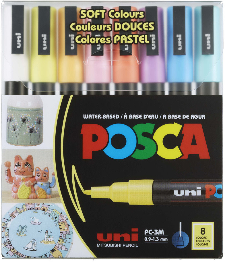 POSCA UNI POSCA PC-3M FINE SOFT COLORS PAINT MARKER SET 8/PK