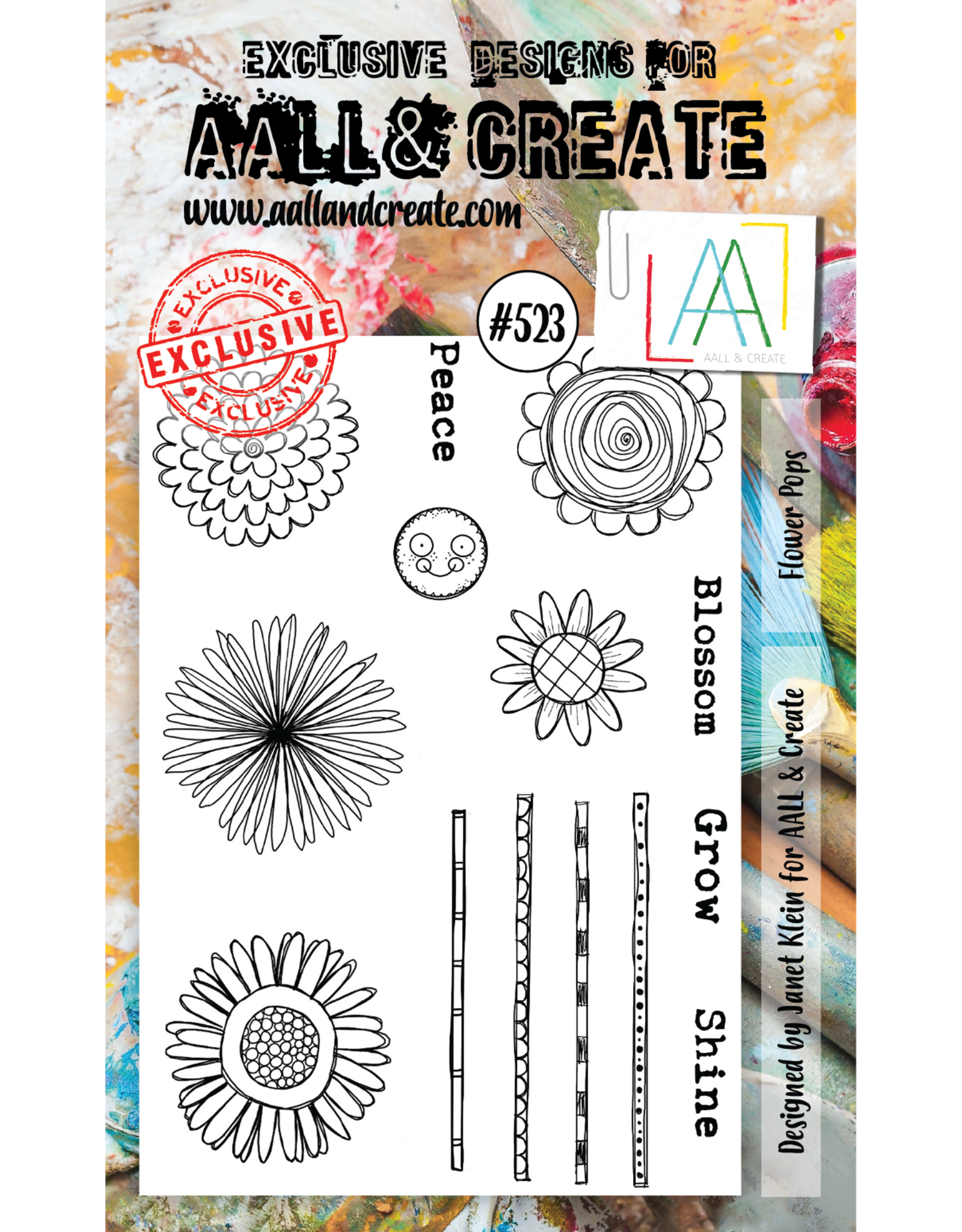 AALL & CREATE AALL & CREATE JANET KLEIN #523 FLOWER POPS A6 ACRYLIC STAMP SET