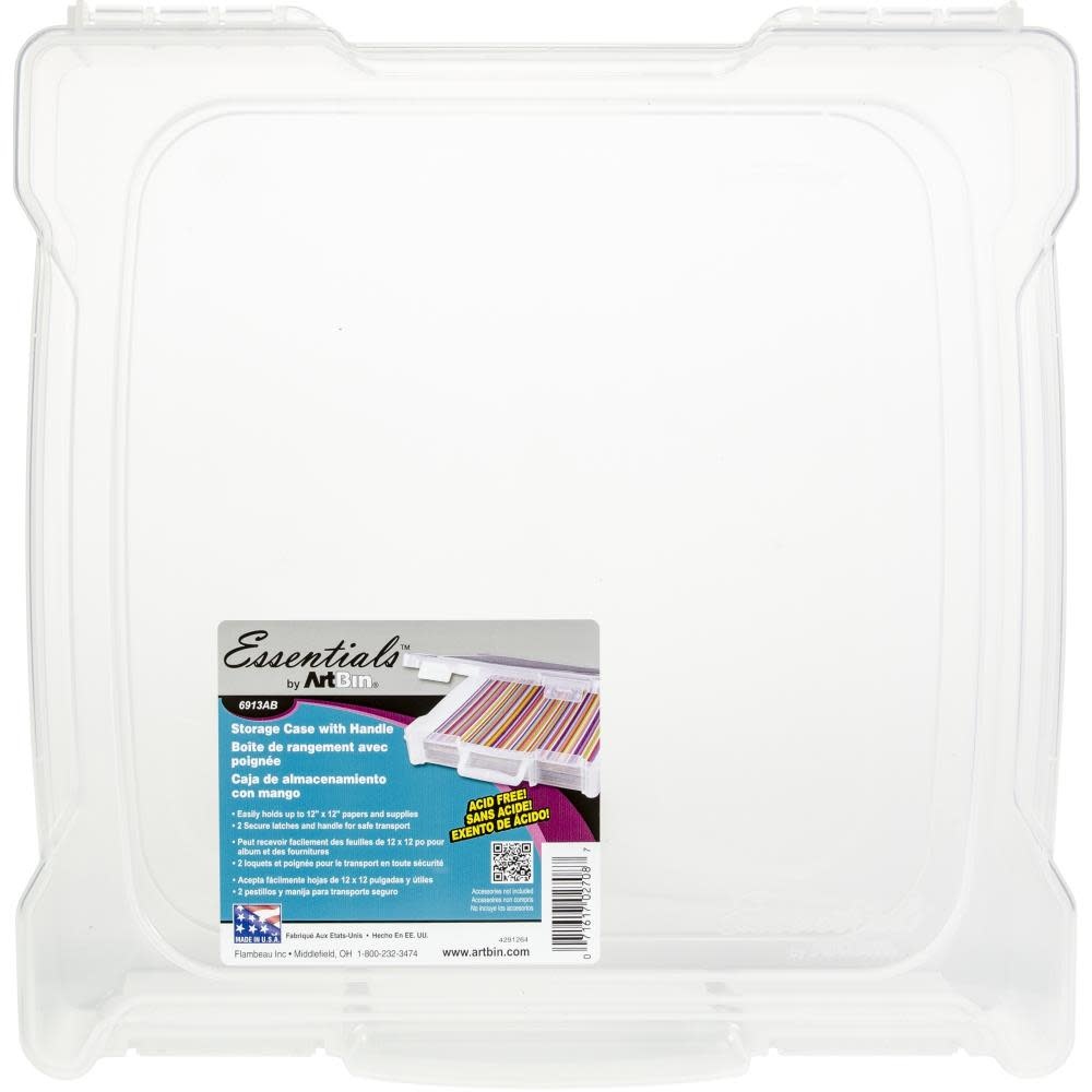 ARTIN ESSENTIALS 12x12 PLASTIC STORAGE CASE WITH HANDLE Scrapbook