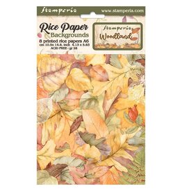 STAMPERIA STAMPERIA WOODLAND ASSORTED A6 RICE PAPER DECOUPAGE BACKGROUNDS 10.5X14.8CM 8/PK