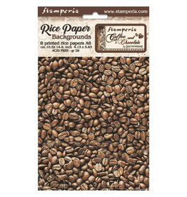 STAMPERIA STAMPERIA COFFEE AND CHOCOLATE ASSORTED A6 RICE PAPER DECOUPAGE BACKGROUNDS 10.5X14.8CM 8/PK