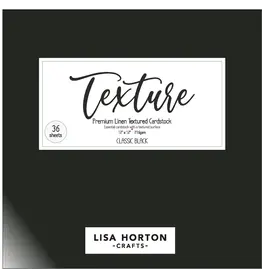 LISA HORTON CRAFTS LISA HORTON CRAFTS PREMIUM LINEN CLASSIC BLACK 12x12 TEXTURED CARDSTOCK