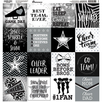 DESIGNS BY REMINISCE REMINISCE GAME DAY CHEERLEADING COLLECTION 12x12 DIE CUT STICKER SHEET SQUARES