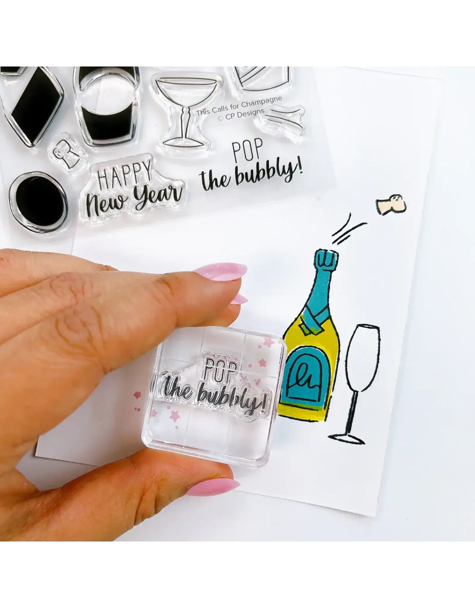 CATHERINE POOLER DESIGNS CATHERINE POOLER THIS CALLS FOR CHAMPAGNE CLEAR STAMP SET