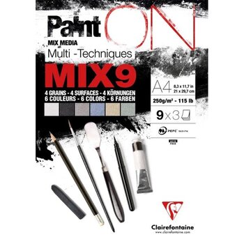 CLAIREFONTAINE PAINT ON MIX MEDIA MULTI-TECHNIQUES MIX9 A4 PAD 115LB