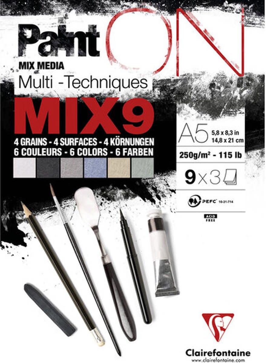 CLAIREFONTAINE PAINT ON MIX MEDIA MULTI-TECHNIQUES MIX9 A5 PAD 115LB