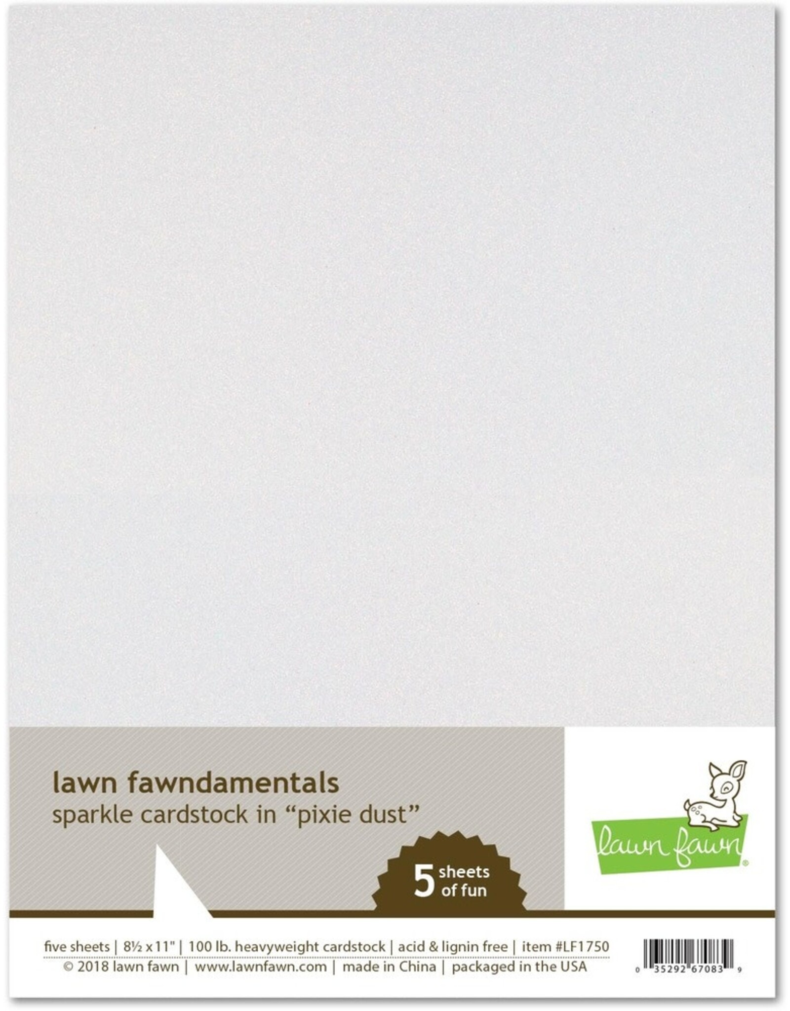LAWN FAWN LAWN FAWN PIXIE DUST 8.5X11 SPARKLE CARDSTOCK PACK 5 SHEETS
