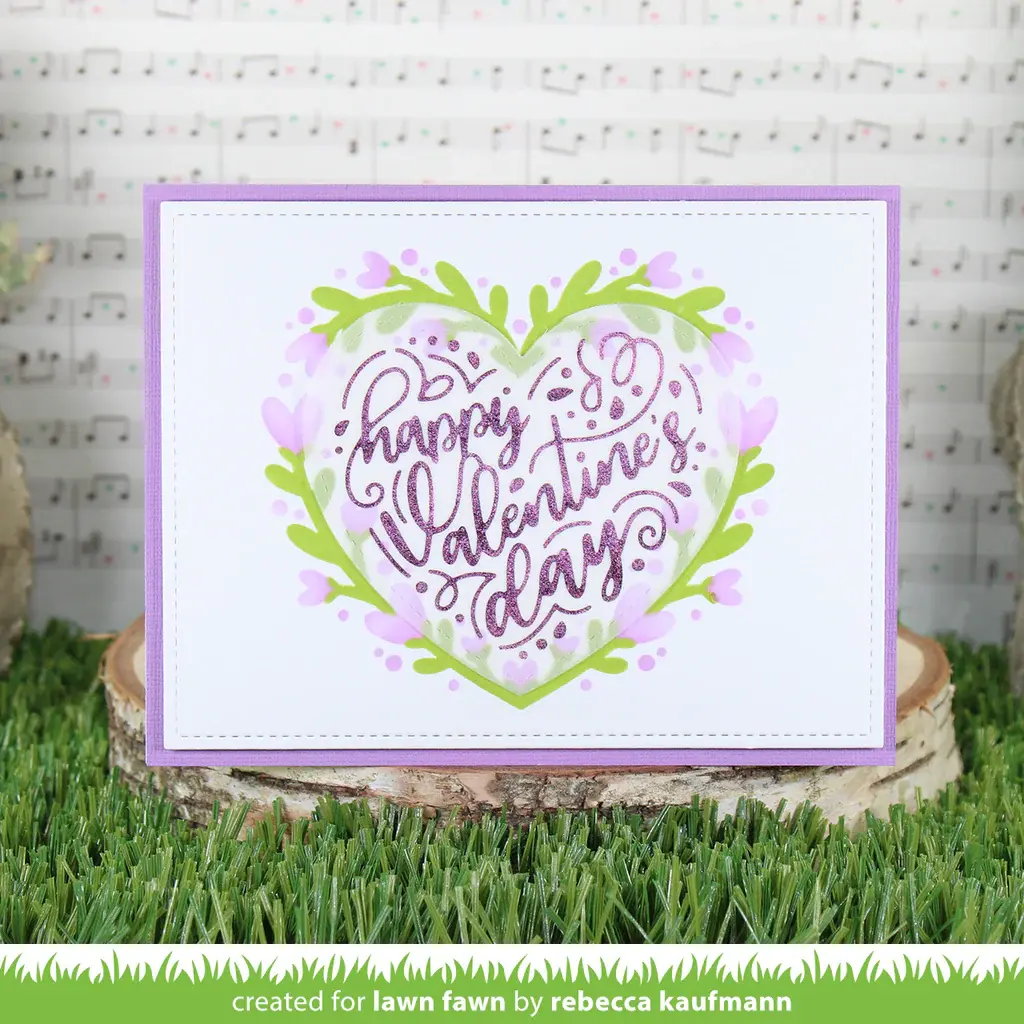 LAWN FAWN LAWN FAWN LAWN CLIPPINGS HEART WREATH 6x6  STENCIL SET 2/PK