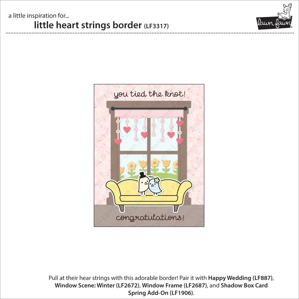 LAWN FAWN LAWN FAWN LITTLE HEART STRINGS BORDER  DIE SET