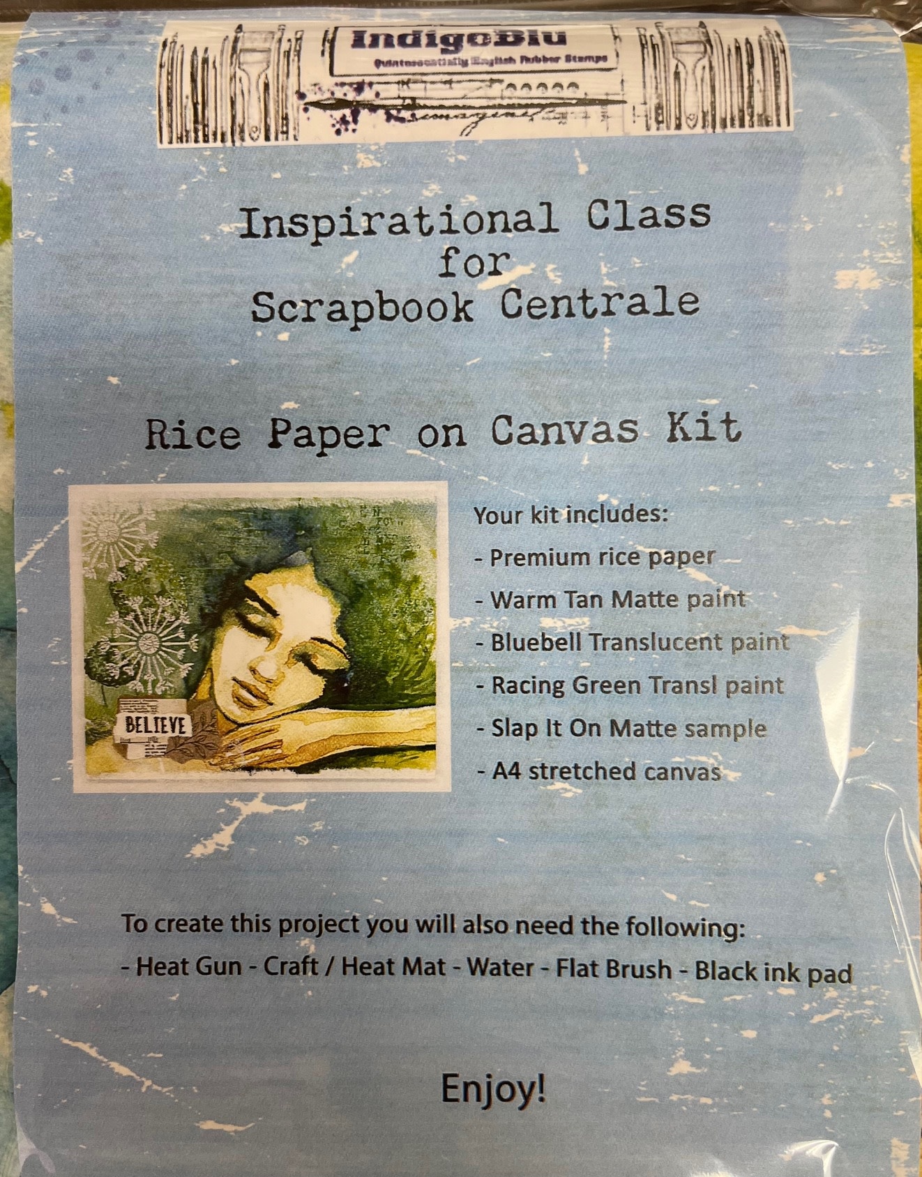 INDIGO BLU INDIGO-BLU RICE PAPER ON CANVAS KIT