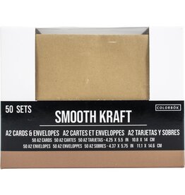 COLORBOK COLORBOK SMOOTH KRAFT A2 CARDS WITH ENVELOPES 4.25x5.5 50/PACK