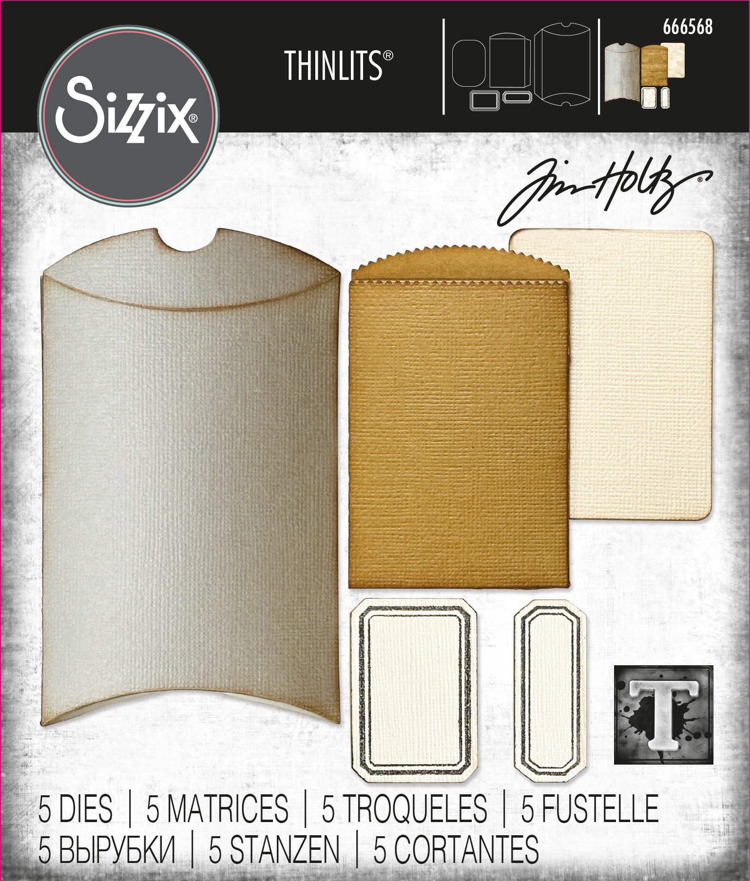SIZZIX SIZZIX TIM HOLTZ THINLITS VAULT PILLOW BOX + BAG DIE SET