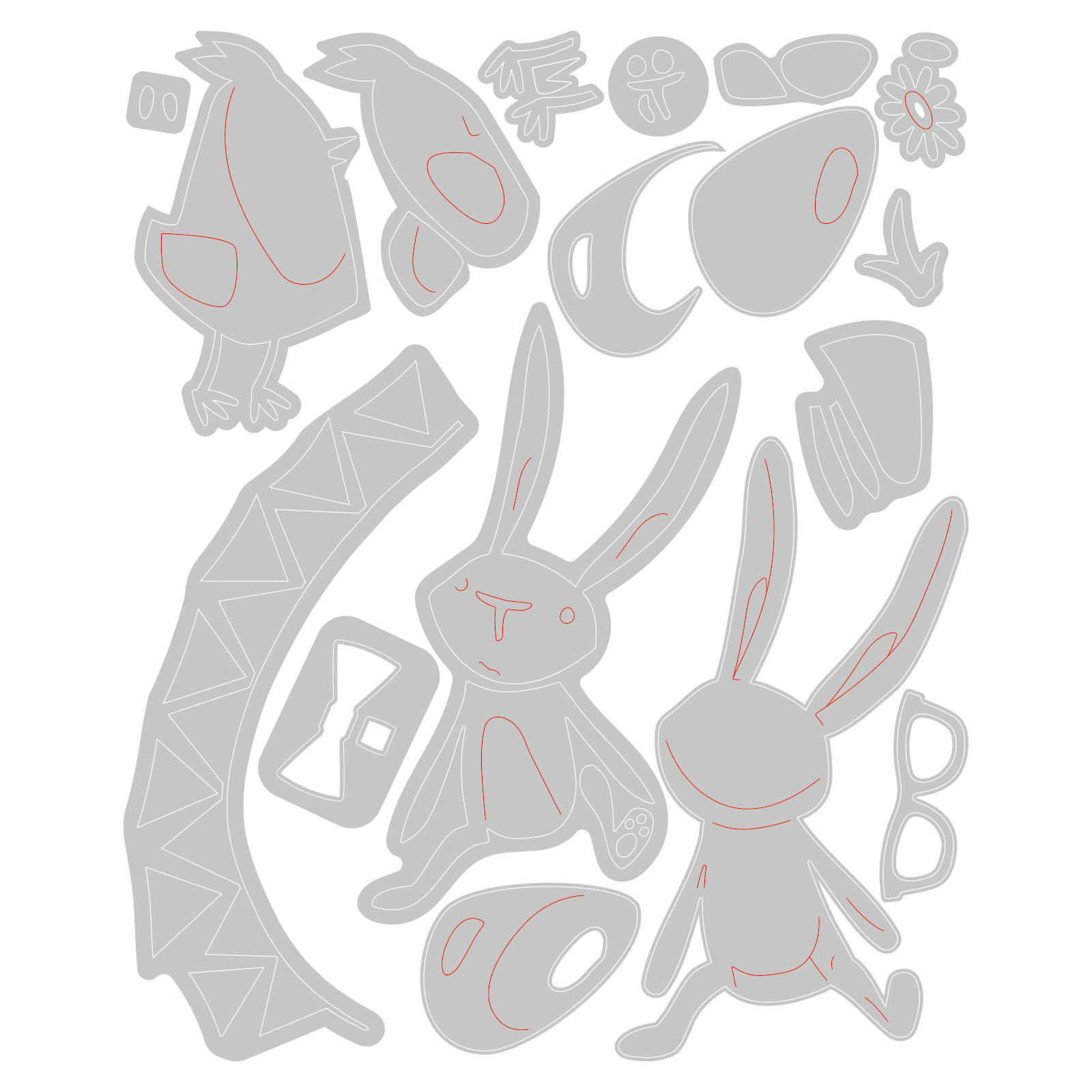 SIZZIX SIZZIX TIM HOLTZ THINLITS VAULT BUNNY + CHICK DIE SET
