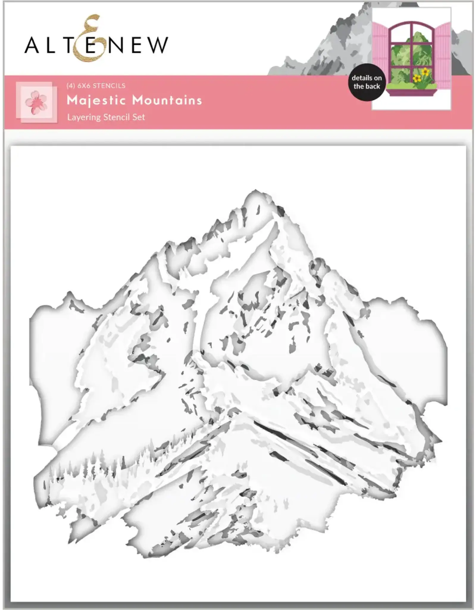 ALTENEW ALTENEW MAJESTIC MOUNTAINS LAYERING 6x6 STENCIL SET 4/PK