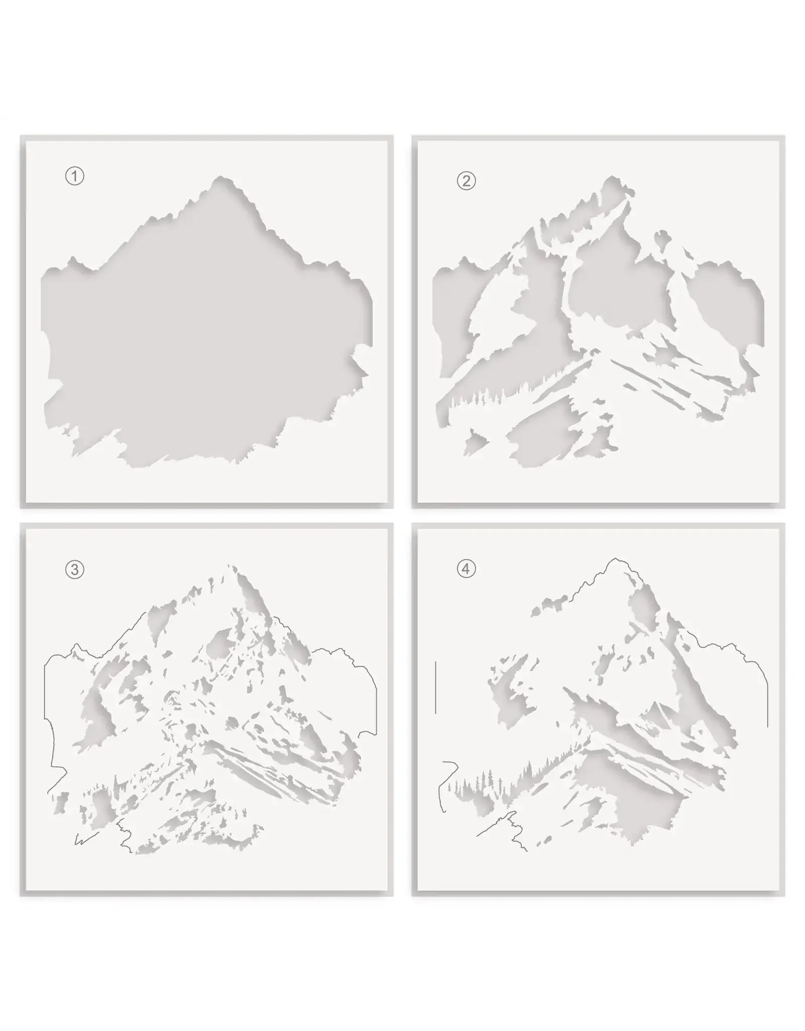 ALTENEW ALTENEW MAJESTIC MOUNTAINS LAYERING 6x6 STENCIL SET 4/PK