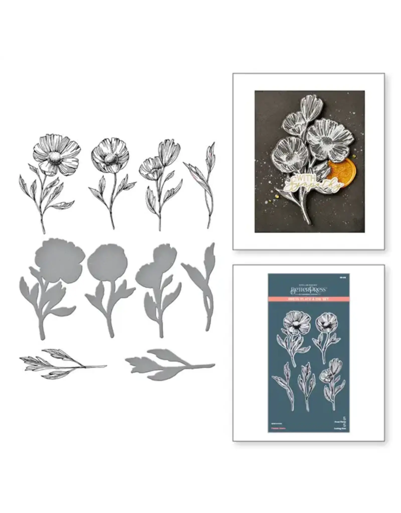 Flower Stems Press Plate & Die Set from the Pressed Posies Collection