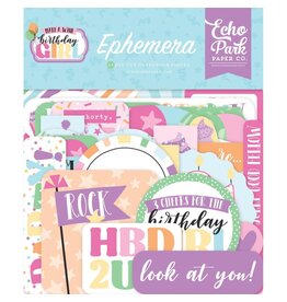 ECHO PARK PAPER ECHO PARK MAKE A WISH BIRTHDAY GIRL EPHEMERA DIE-CUTS 34/PK