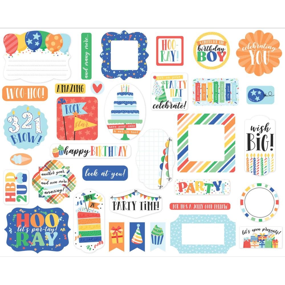 ECHO PARK PAPER ECHO PARK MAKE A WISH BIRTHDAY BOY EPHEMERA DIE-CUTS 34/PK