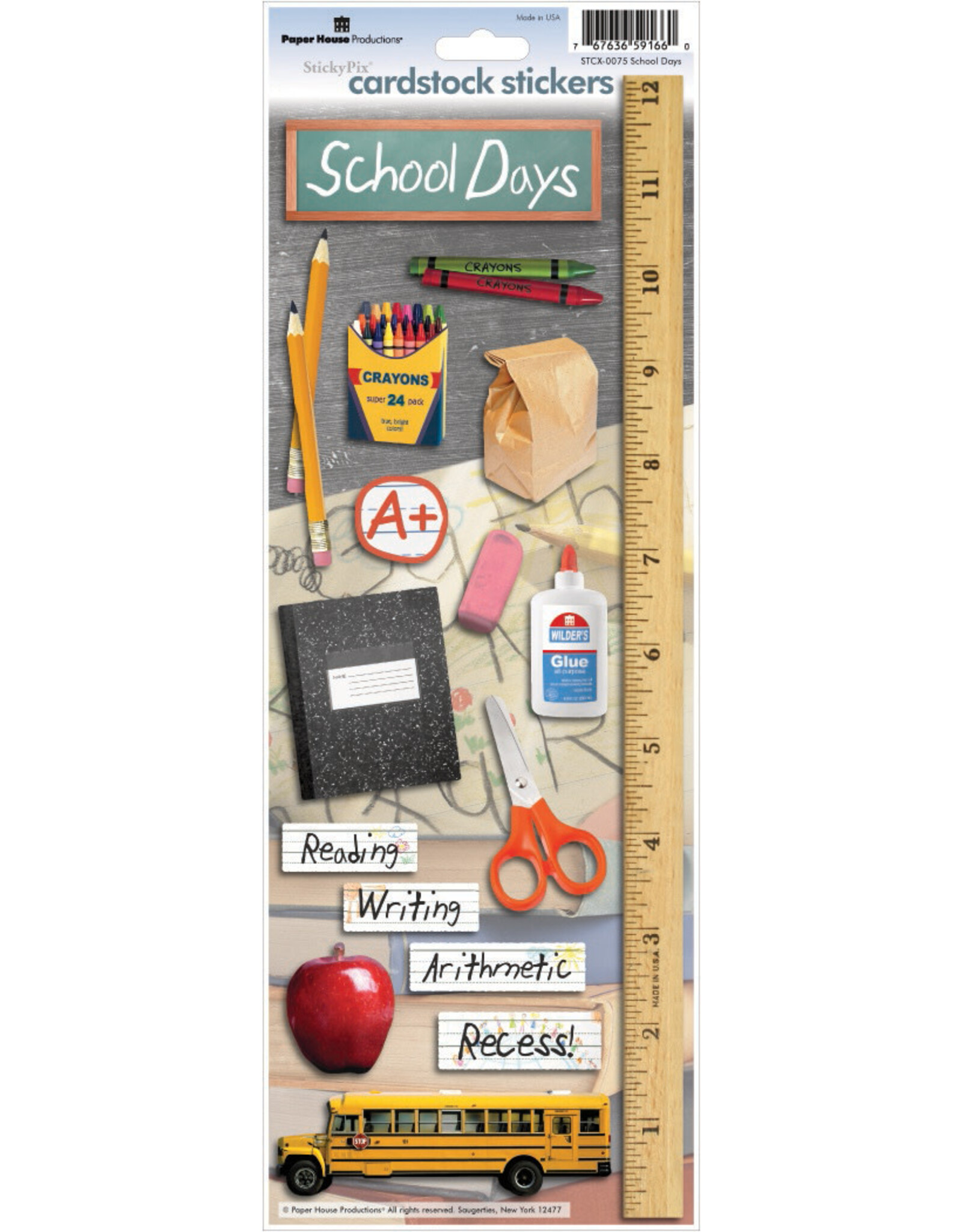 PAPER HOUSE PRODUCTIONS PAPER HOUSE SCHOOL DAYS CARDSTOCK STICKERS