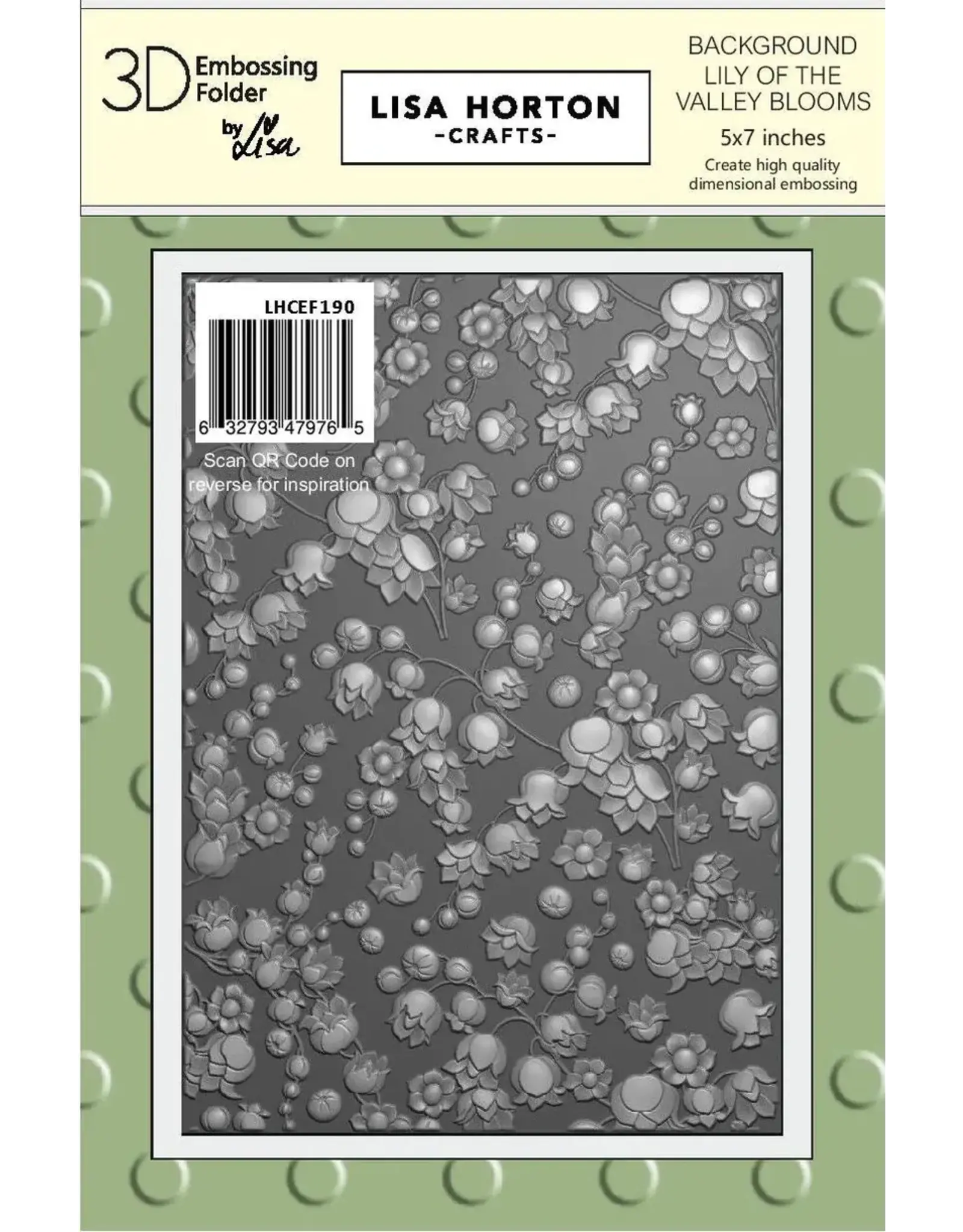 LISA HORTON CRAFTS LISA HORTON CRAFTS BACKGROUND LILY OF THE VALLEY BLOOMS 5x7 3D EMBOSSING FOLDER
