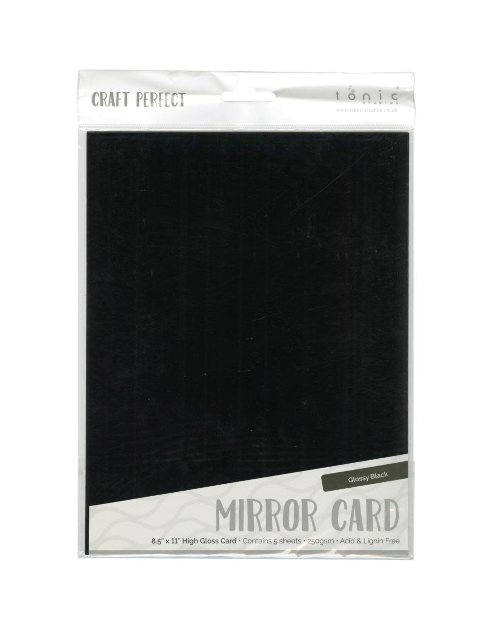 TONIC TONIC STUDIOS MIRROR CARD GLOSSY BLACK 8.5X11 5 PK