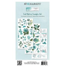 49 AND MARKET 49 AND MARKET COLOR SWATCH TEAL 6x12 RUB-ON TRANSFER SET 3/PK