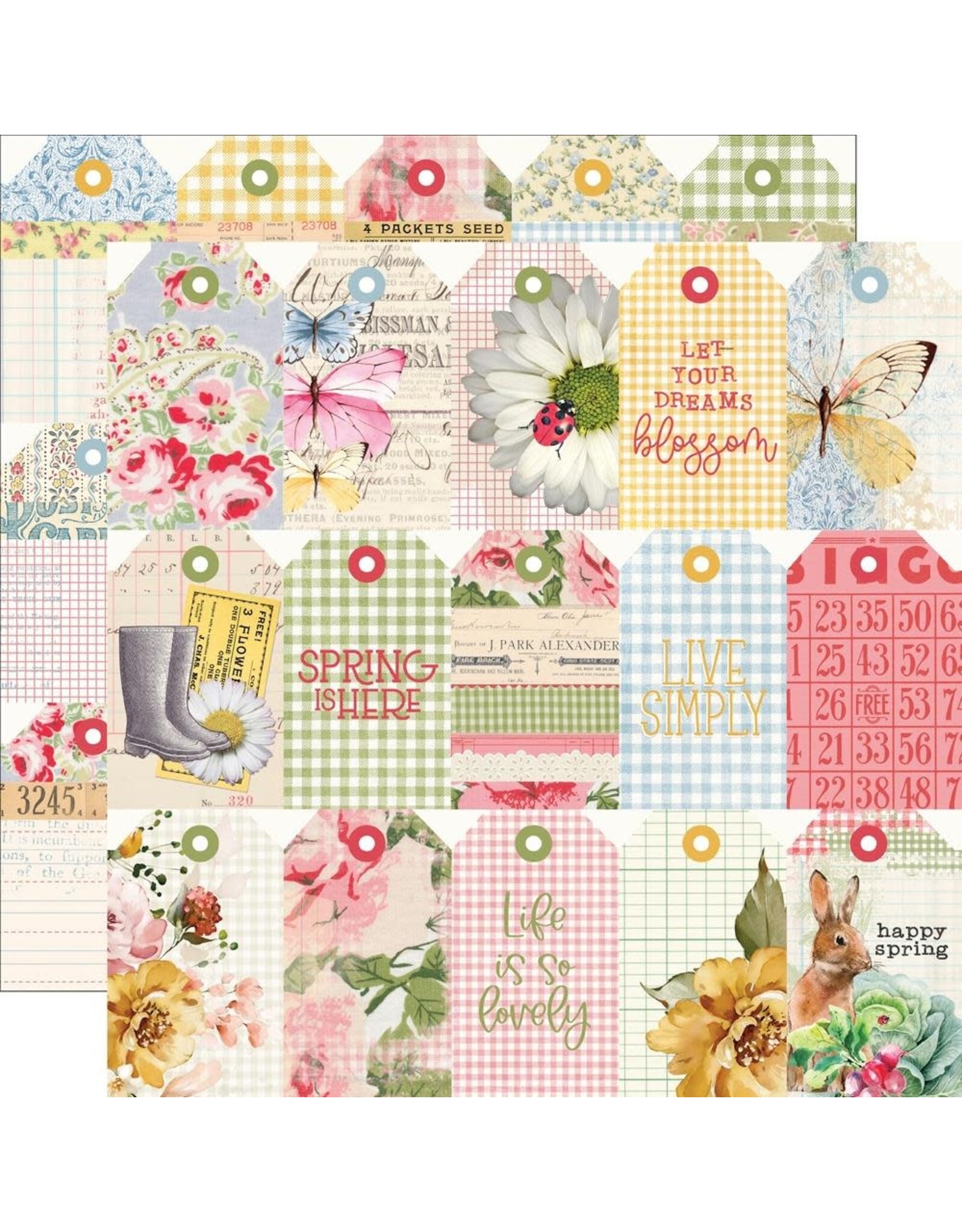 SIMPLE STORIES SIMPLE STORIES SIMPLE VINTAGE SPRING GARDEN TAG ELEMENTS 12x12 CARDSTOCK