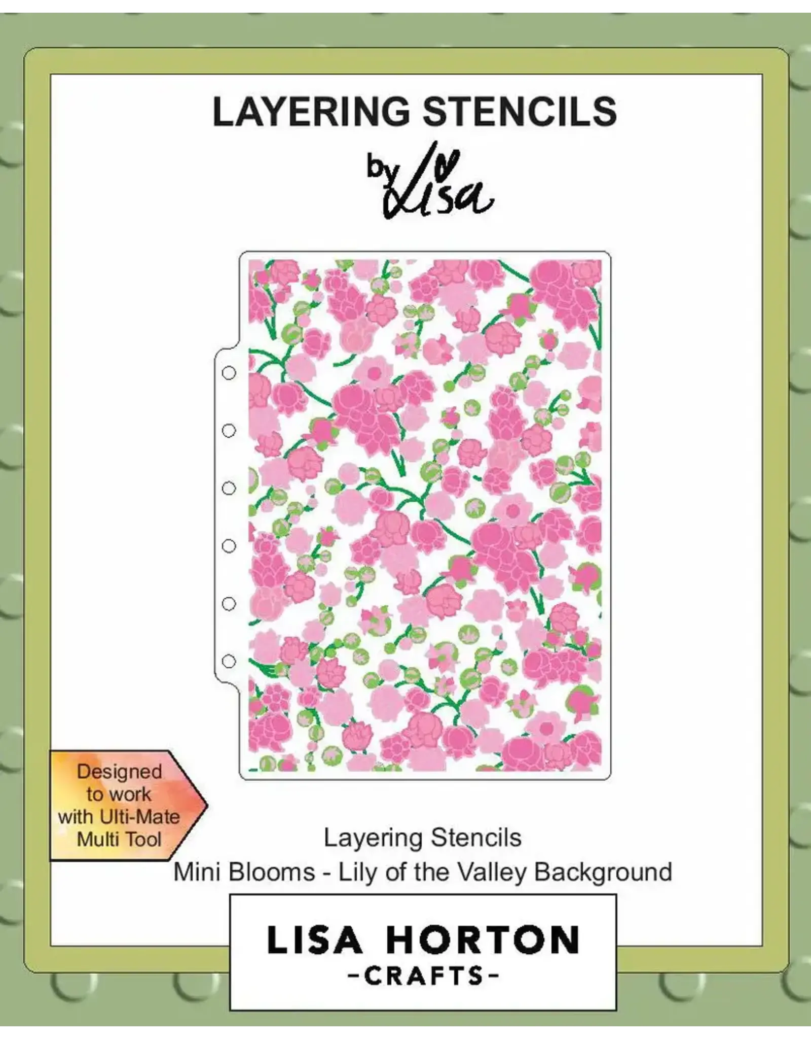 LISA HORTON CRAFTS LISA HORTON CRAFTS MINI BLOOMS - LILY OF THE VALLEY BACKGROUND 5x7 LAYERING STENCIL SET