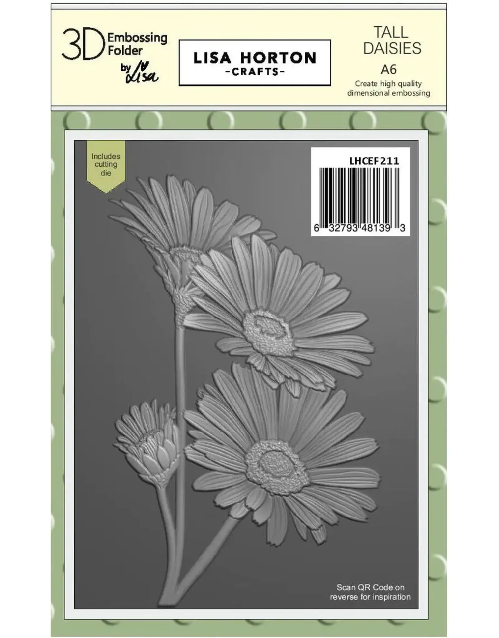 LISA HORTON CRAFTS LISA HORTON CRAFTS TALL DAISIES A6 3D EMBOSSING FOLDER AND DIE