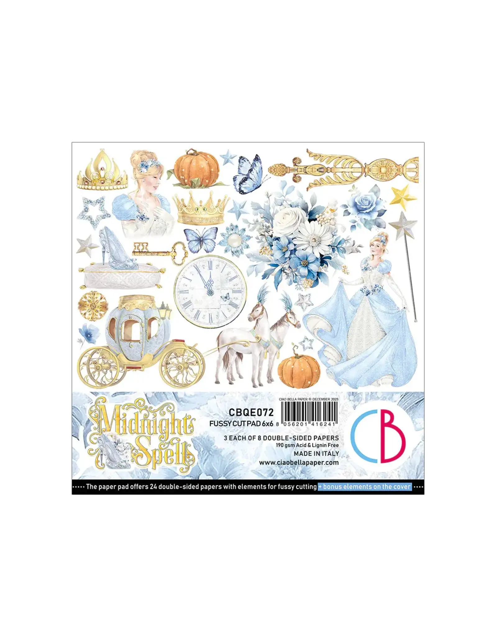 CIAO BELLA CIAO BELLA MIDNIGHT SPELL 6x6 FUSSY CUT PAPER PAD 24 SHEETS