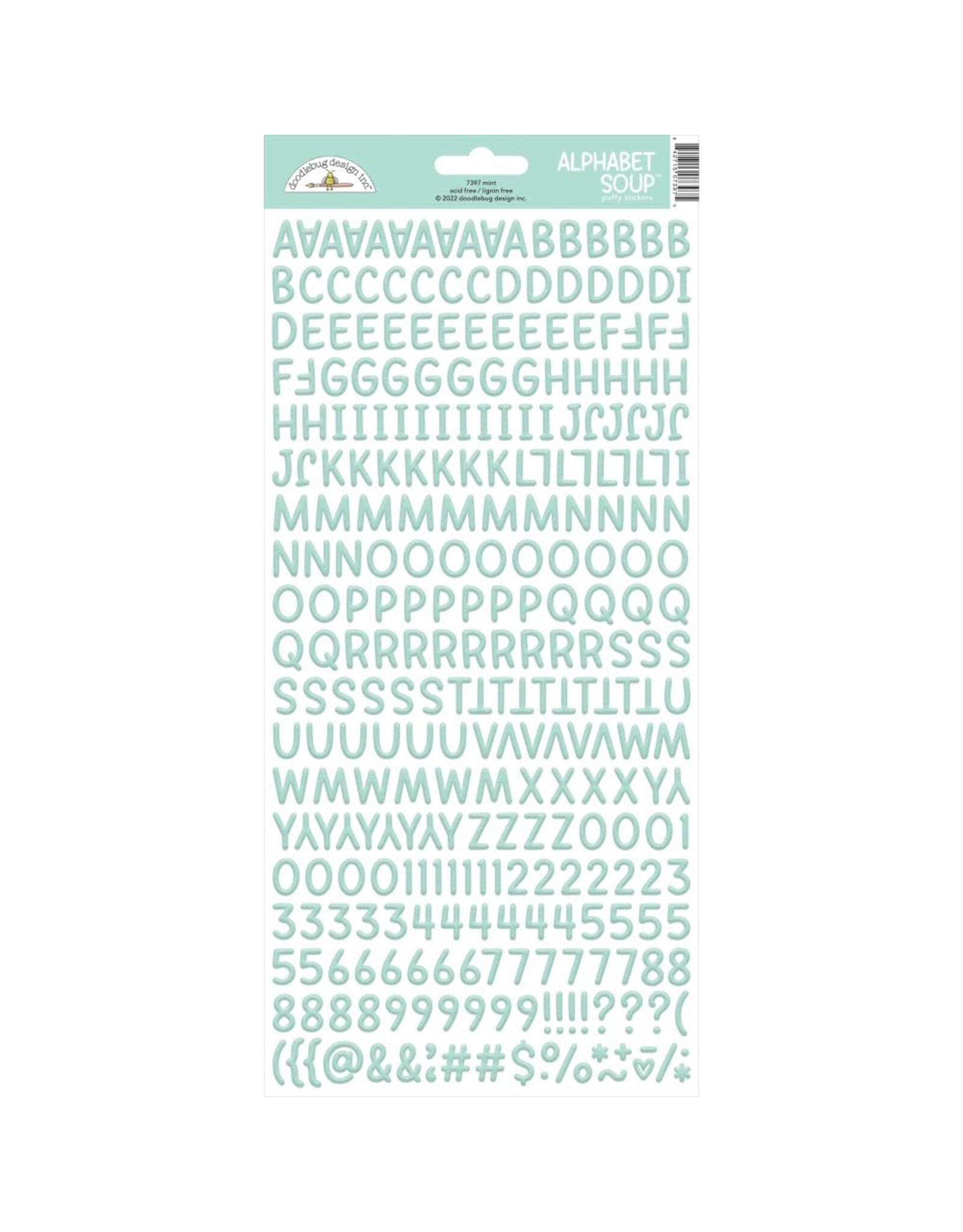 DOODLEBUG DESIGN DOODLEBUG DESIGN MINT ALPHABET SOUP 6x13 PUFFY STICKERS