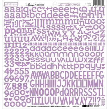 BELLA BLVD BELLA BESTIES PLUM LETTER SCRAMBLE 12x12 ALPHA CARDSTOCK STICKERS