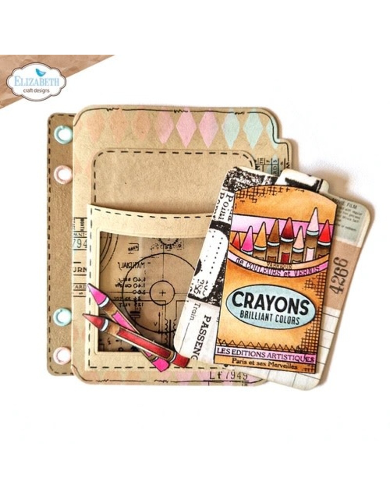 ELIZABETH CRAFT DESIGNS ELIZABETH CRAFT DESIGNS PLANNER ESSENTIALS CRAYONS WITH JOURNALING CARDS CLEAR STAMP SET