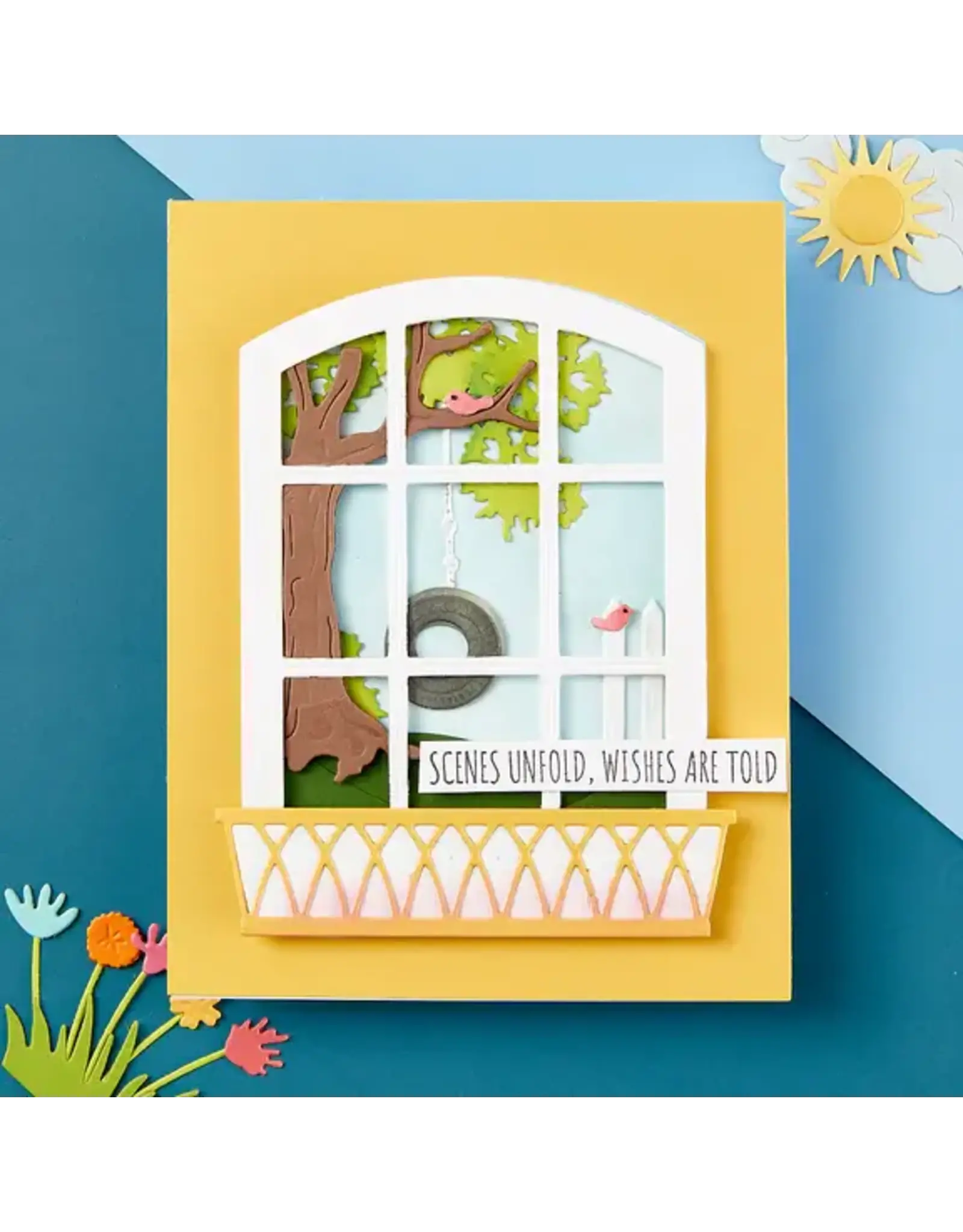 SPELLBINDERS SPELLBINDERS TINA SMITH WINDOWS WITH A VIEW COLLECTION SENDING SUNSHINE SENTIMENTS CLEAR STAMP SET