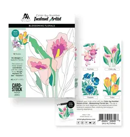 ALTENEW ALTENEW ARTISTRY COLOR-BY-NUMBER INSTANT ARTIST BLOSSOMING FLORALS 12 SHEETS
