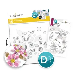 ALTENEW ALTENEW DYNAMIC DUO: FLORAL WHIMSY OUTLINE CLEAR STAMP AND STENCIL SET