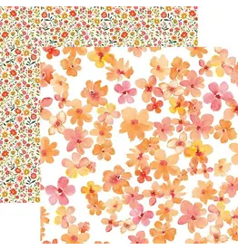 PAPER HOUSE PRODUCTIONS PAPER HOUSE ORANGE WATERCOLOR FLORAL 12X12 CARDSTOCK