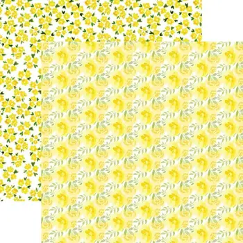 PAPER HOUSE PRODUCTIONS PAPER HOUSE YELLOW WATERCOLOR FLORAL 12x12 CARDSTOCK