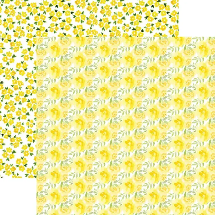 PAPER HOUSE PRODUCTIONS PAPER HOUSE YELLOW WATERCOLOR FLORAL 12x12 CARDSTOCK