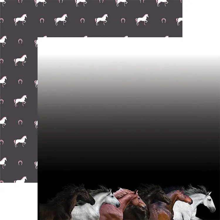 PAPER HOUSE PRODUCTIONS PAPER HOUSE GALLOPING HORSES 12x12 CARDSTOCK