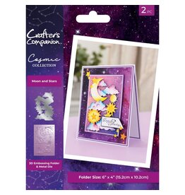 CRAFTERS COMPANION CRAFTERS COMPANION COSMIC COLLECTION MOON & STARS 3D EMBOSSING FOLDER AND DIE