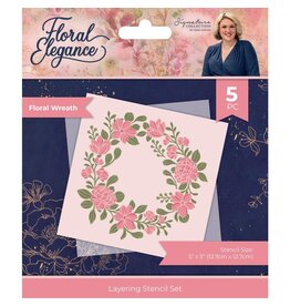 CRAFTERS COMPANION CRAFTERS COMPANION SARA DAVIES SIGNATURE COLLECTION FLORAL ELEGANCE FLORAL WREATH LAYERING STENCIL SET