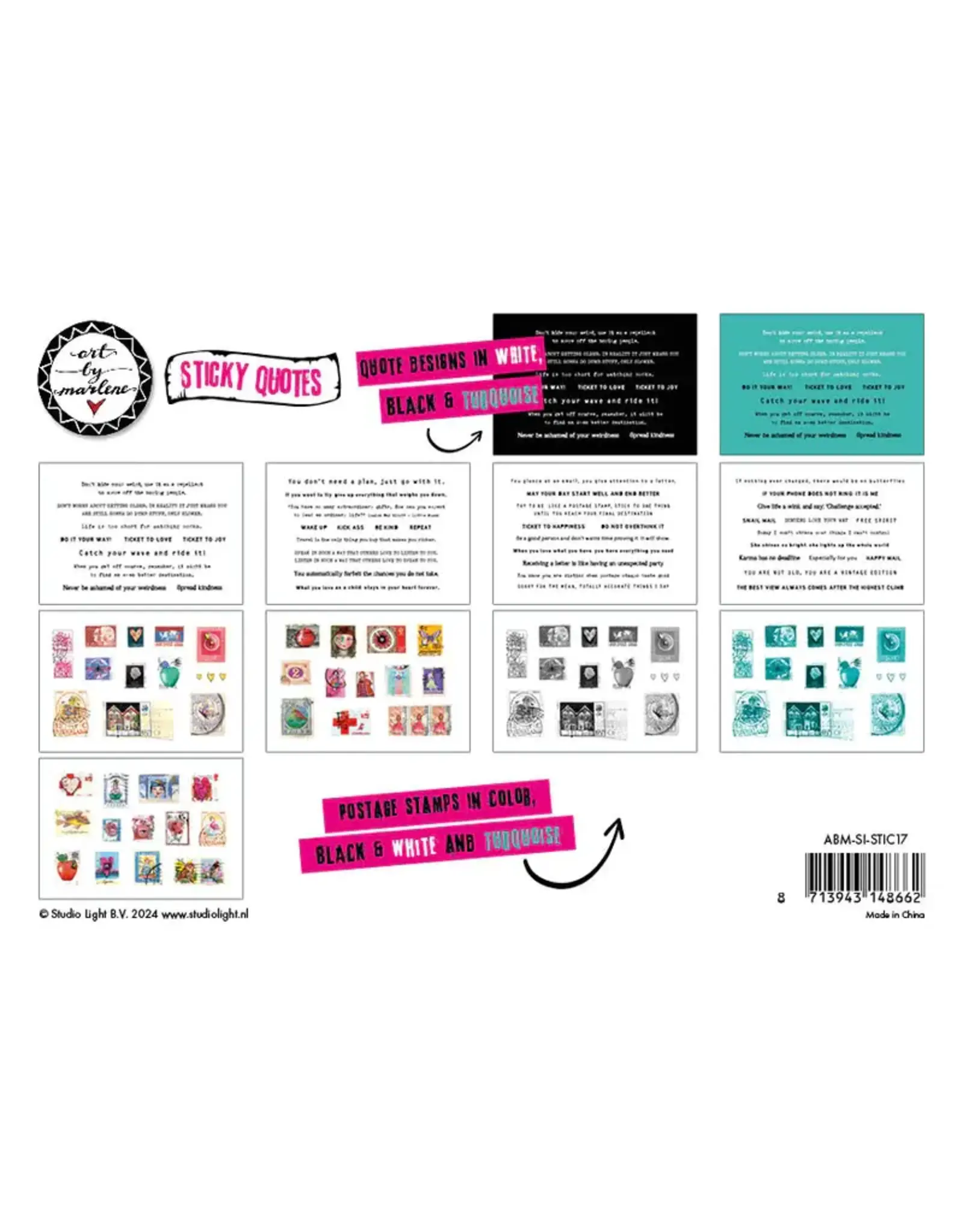 STUDIOLIGHT STUDIOLIGHT ART BY MARLENE SIGNATURE COLLECTION EDITION 2 STICKY QUOTES & POSTAGE STAMPS STICKER PAD