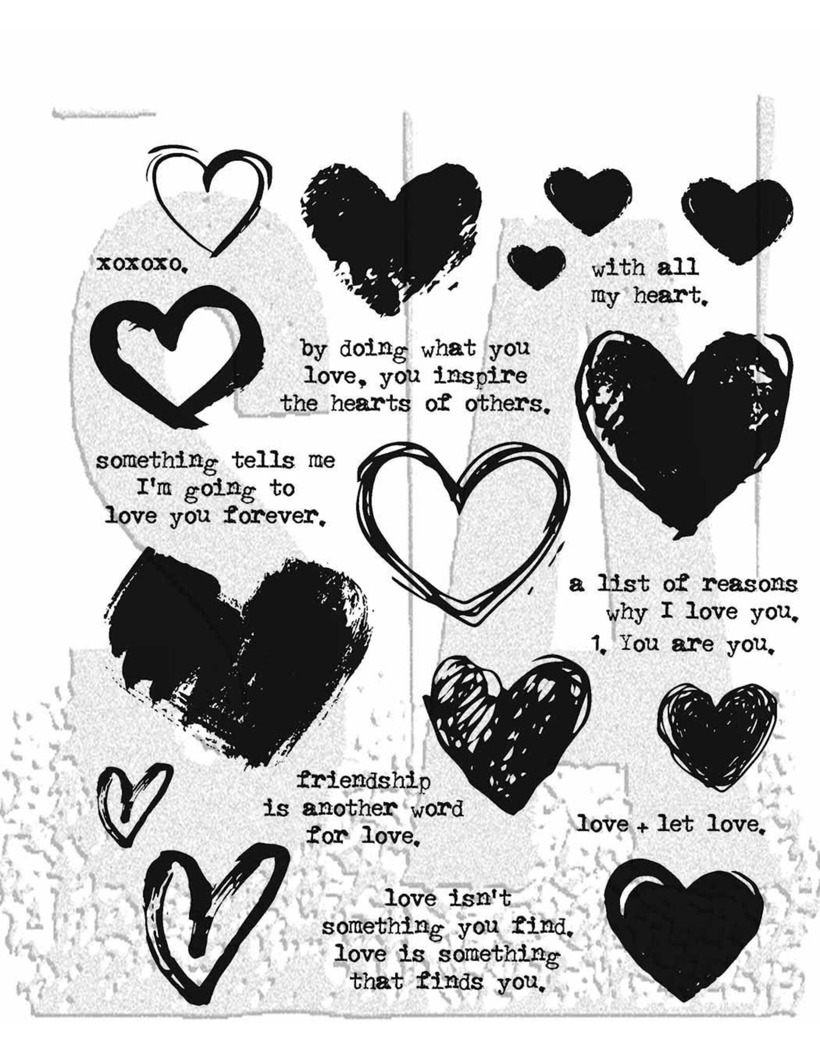 STAMPERS ANONYMOUS STAMPERS ANONYMOUS TIM HOLTZ LOVE NOTES 7x8.5 CLING STAMP SET
