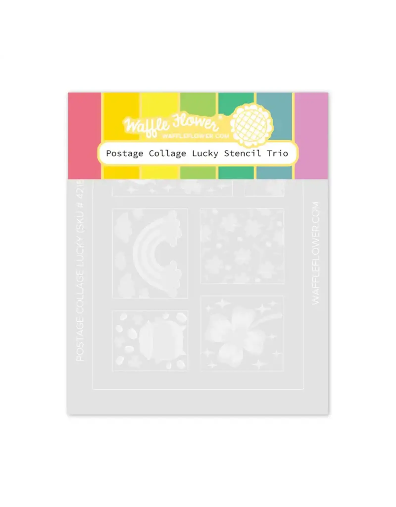 WAFFLE FLOWER WAFFLE FLOWER POSTAGE COLLAGE LUCKY STENCIL TRIO
