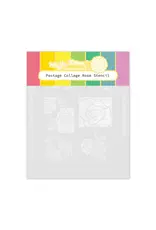WAFFLE FLOWER WAFFLE FLOWER POSTAGE COLLAGE ROSE STENCIL 3/PK
