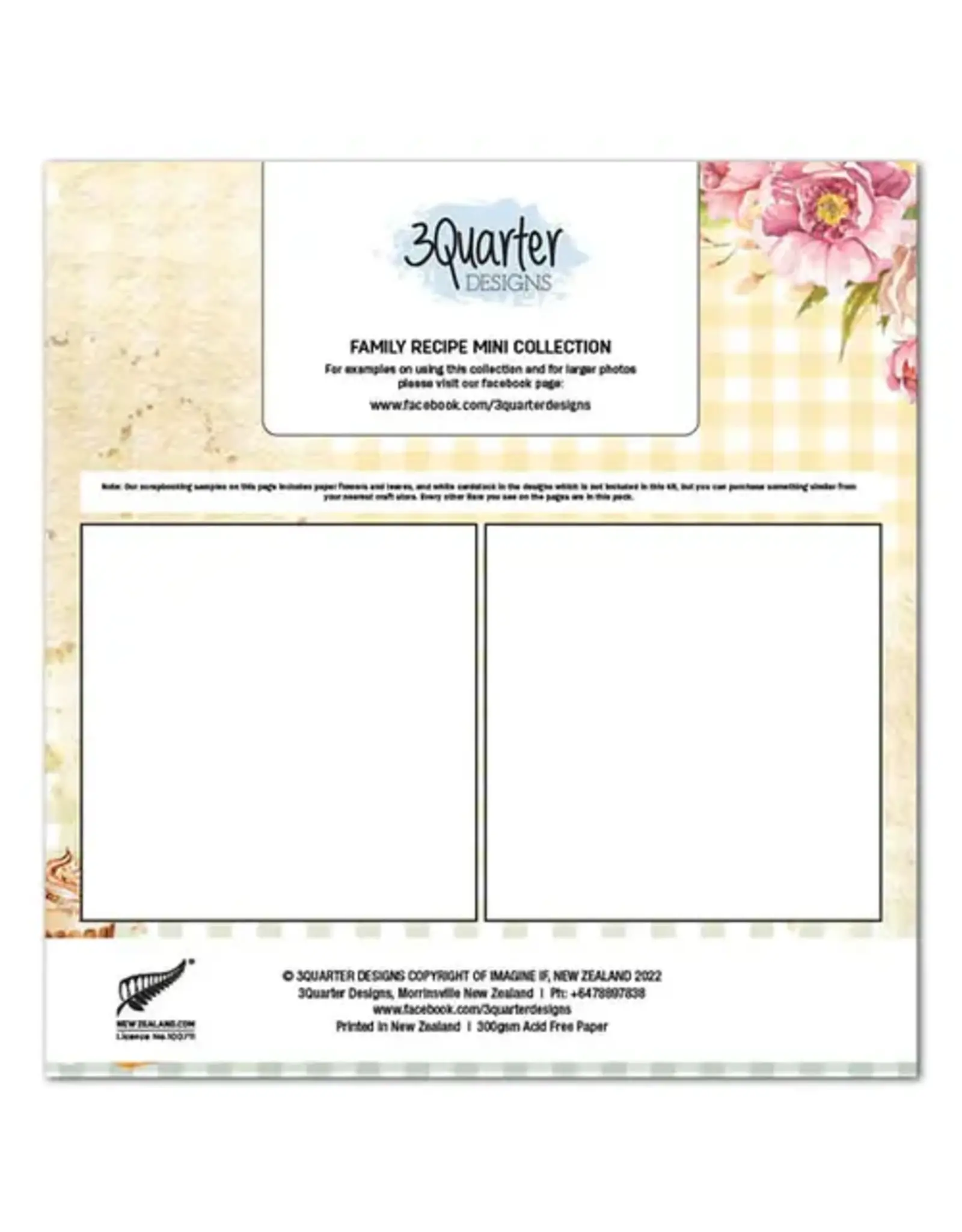 3QUARTER DESIGNS 3QUARTER DESIGNS FAMILY RECIPE 12x12 MINI COLLECTION PACK