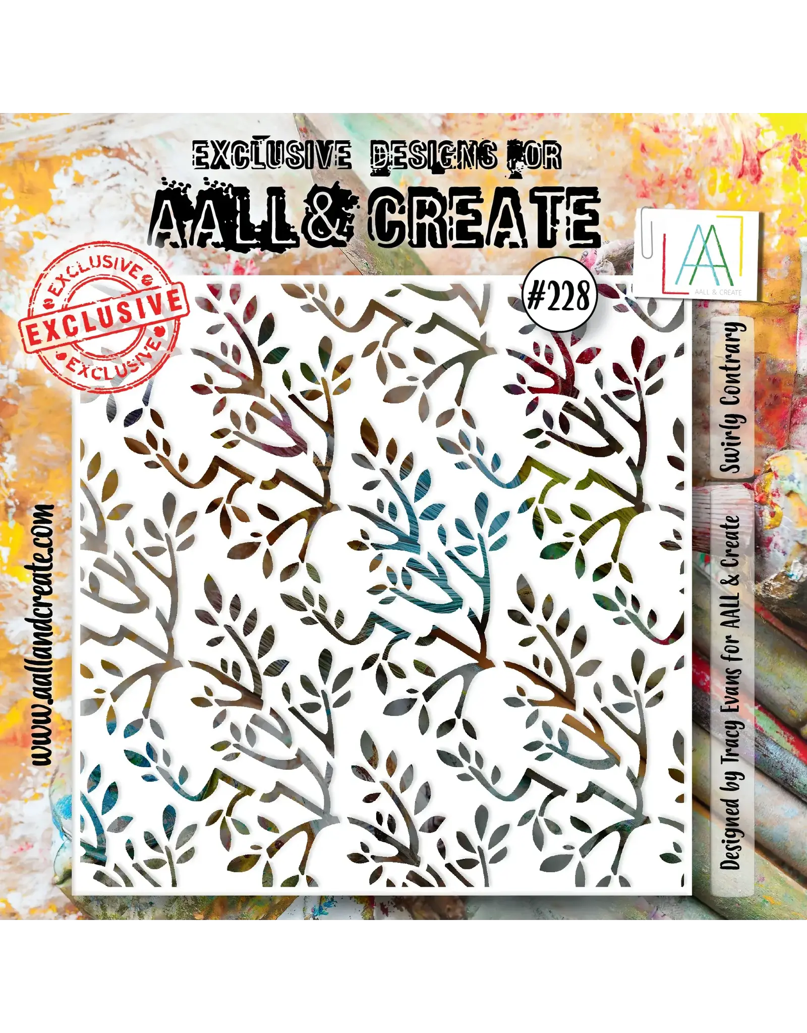 AALL & CREATE AALL & CREATE TRACY EVANS #228 SWIRLY CONTRARY 6x6 STENCIL