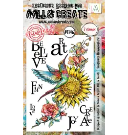 AALL & CREATE AALL & CREATE AUTOUR DE MWA #1146 SUNFLOWER HUMMINGBIRD A6 CLEAR STAMP SET