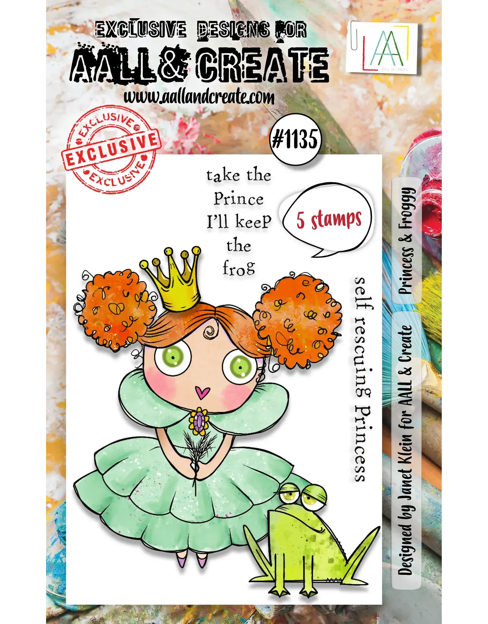 AALL & CREATE AALL & CREATE JANET KLEIN #1135 PRINCESS & FROGGY A7 CLEAR STAMP SET